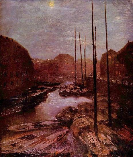 Adolph von Menzel Friedrichsgracht bei Mondschein Spain oil painting art